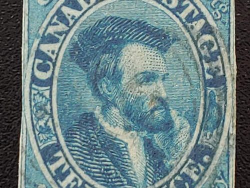 Canada #7 abt Fine Used 1855 10d Cartier Thin Paper