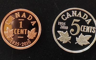Canada Proof 1935/2010 George V Cent and Sterling Silver 5 Cents (2)