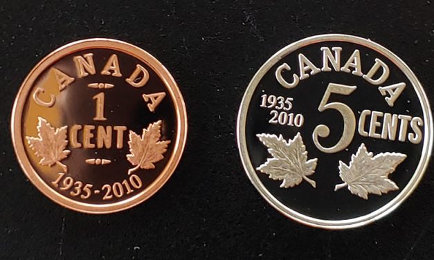 Canada Proof 1935/2010 George V Cent and Sterling Silver 5 Cents (2)