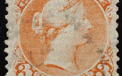 Canada #33 Fine Oshawa Used 1868 3c Laid Paper, Certificate