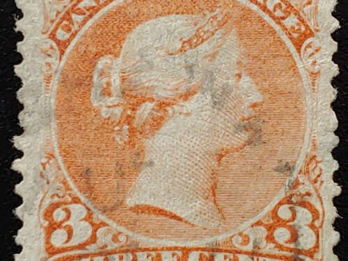Canada #33 Fine Oshawa Used 1868 3c Laid Paper, Certificate