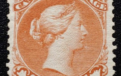 Canada #22 F/VF Unused 1868 1c Red Brown