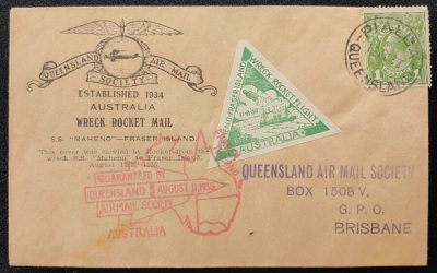 Australia 11/12 Aug 1935 1d SS Maheno Wreck Rocket Mail Cover