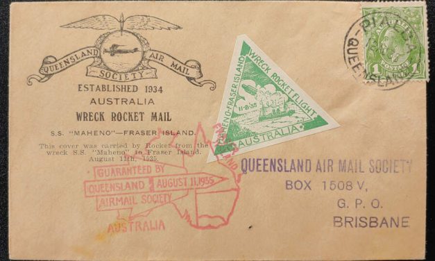 Australia 11/12 Aug 1935 1d SS Maheno Wreck Rocket Mail Cover