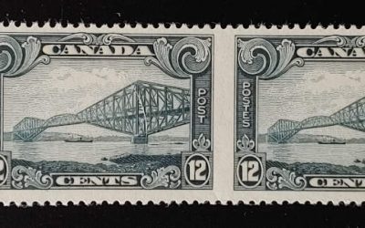 Canada #156b VF stamps NH 12c Perf by Imperf Pair