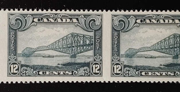 Canada #156b VF stamps NH 12c Perf by Imperf Pair