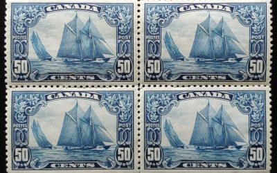 Canada #158 VF Mint 1929 50c Bluenose Block (4)