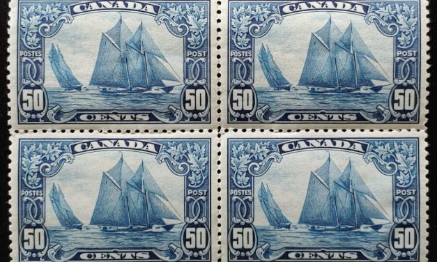 Canada #158 VF Mint 1929 50c Bluenose Block (4)
