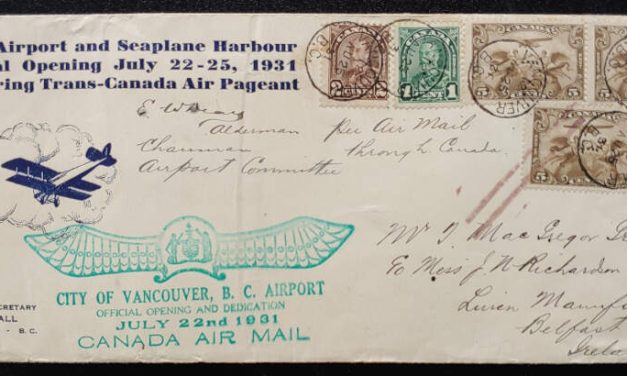 City of Vancouver, B.C. 25 Aug 1931 18c Airport Cover and contents