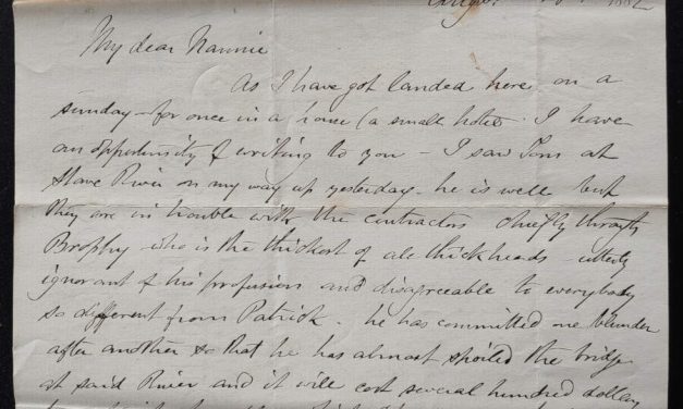 C.P.R. Engineer’s Office Ft. Hope, B.C. 28 Aug 1882 M. Smith Letter