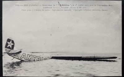 America Unu Commander Byrd 1927 Transatlantic Flight Postcard