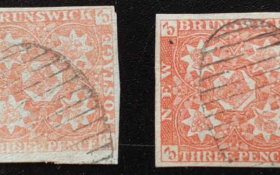 New Brunswick #1, 1a Fine Used 1851 3d Red shade duo