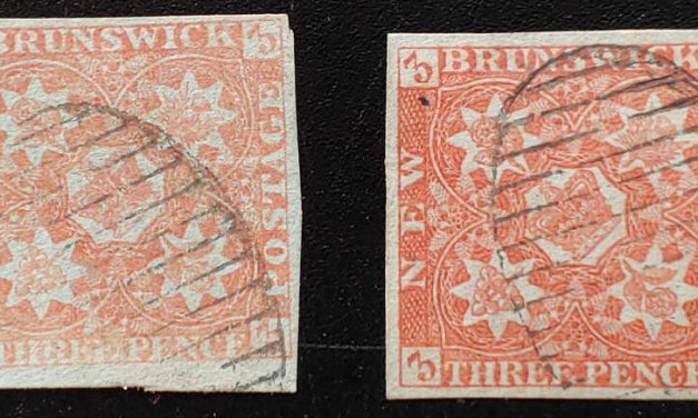 New Brunswick #1, 1a Fine Used 1851 3d Red shade duo