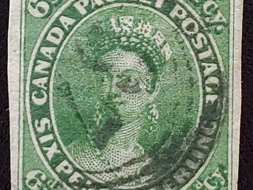 Canada #9 Fine Used 1857 7.5d Green, 2018 Greene cert