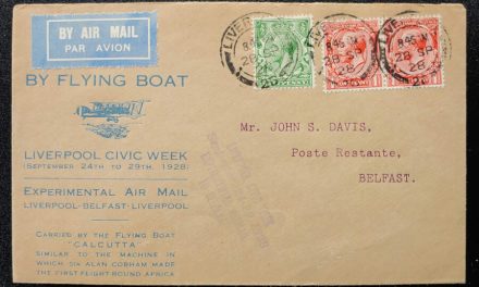 G.B. 28 Sep 1928 2.5d Liverpool/Belfast Calcutta Flying Boat Cover