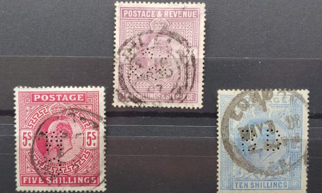 G.B. #139-141 F/VF Used 1902/11 Edward VII Perfin trio