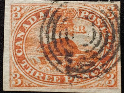 Canada #4d VF Used 1852 3d Orange Red Thin Paper