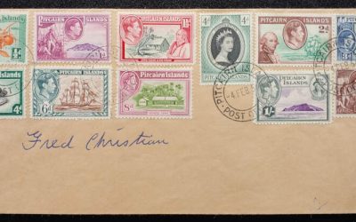 Pitcairn Islands #1-8, 19 4 Feb 1954 Fred Christian signed Cover (11)