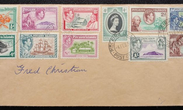 Pitcairn Islands #1-8, 19 4 Feb 1954 Fred Christian signed Cover (11)