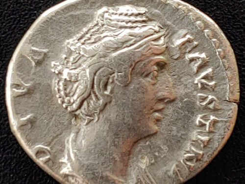 Faustina Sr. 141 AD 3.28gm Silver Denarius w/ Aeternitas etc