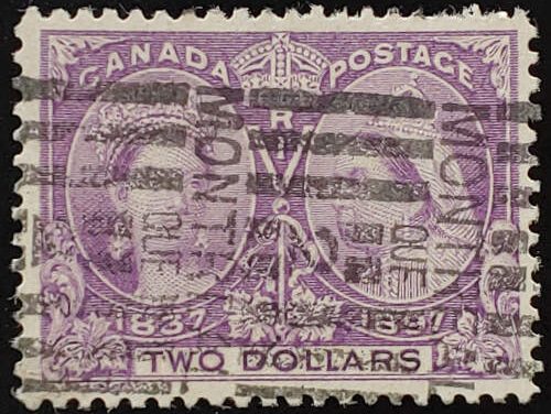 Canada #62 VF roller Used 1897 $2 Jubilee
