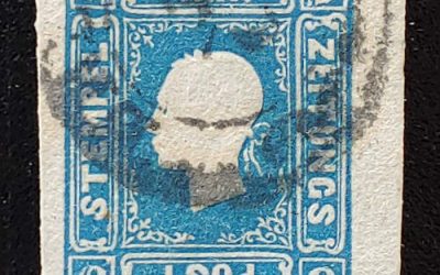 Austria #P5 VF Used 1858 1Kr Blue, embossed