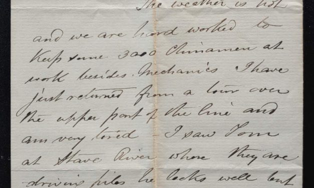 New Westminster, B.C. 8 Aug 1882 2-pg Marcus Smith letter to his wife