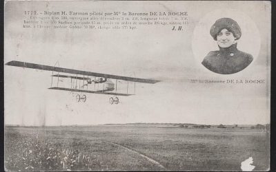 H Farman Biplane flown by Mme La Barone de la Roche Unu Postcard