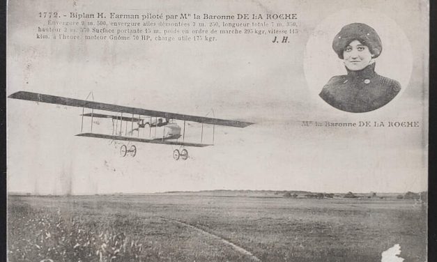 H Farman Biplane flown by Mme La Barone de la Roche Unu Postcard