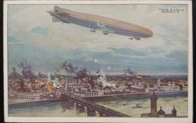Hans Rudolf Schulze Artist-signed WWI Colour Zeppelin Postcard