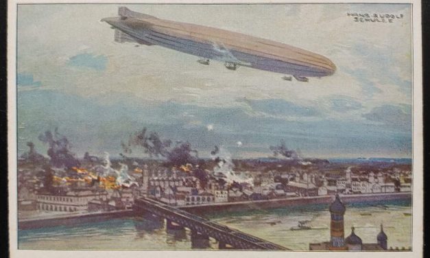 Hans Rudolf Schulze Artist-signed WWI Colour Zeppelin Postcard