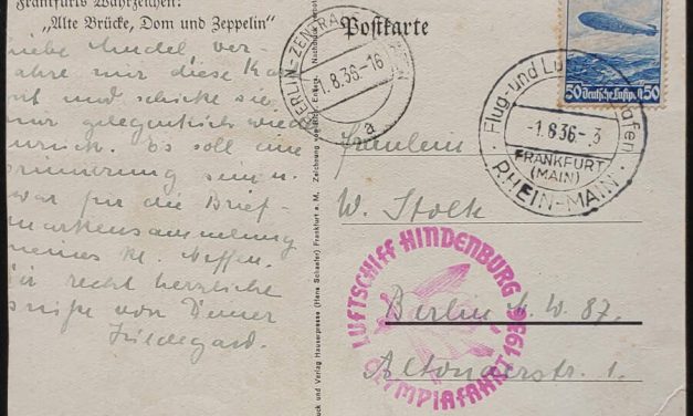 Germany #C57 1 Aug 1936 Zeppelin over Frankfurt Art Postcard