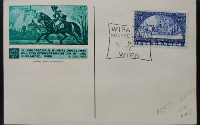 Austria #B110a 9 Jul 1953 50g Granite Paper on WIPA Show Card