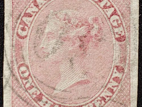 Canada #8 Fine 4-ring 30 Used 1857 1/2d shade