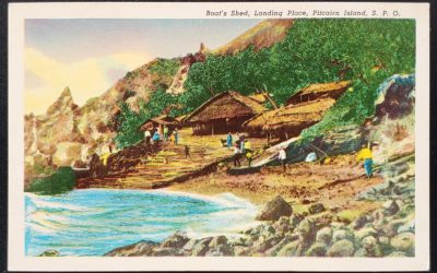 Pitcairn Island, S.P.O. Boat’s Shed Landing Unused colour Postcard