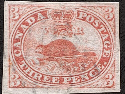 Canada #4 VF Used 1852 3d Beaver Shade
