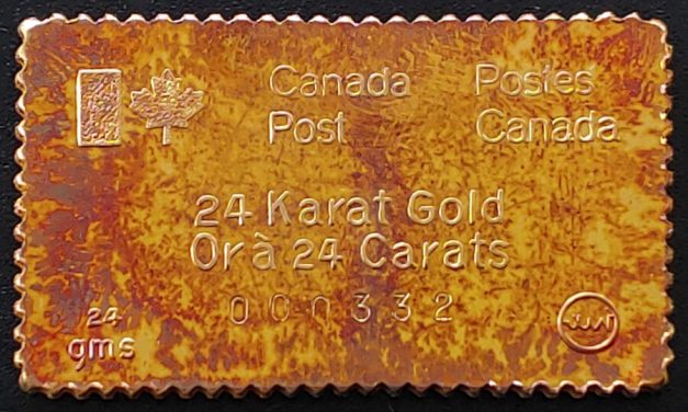 Canada Post #B3 Proof 24k Gold Olympic Stamp replica #332, .835oz