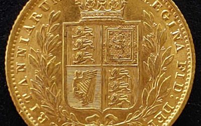 G.B./Colonial Canada XF 1857 QV Shield Type Gold Sovereign .2355oz