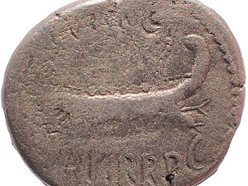 Mark Antony 31-31BC 17mm 2.3gm Silver Denarius w/ War Galley etc