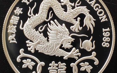 Hong Kong Proof 1988 Year of the Dragon 28gm Silver Medal