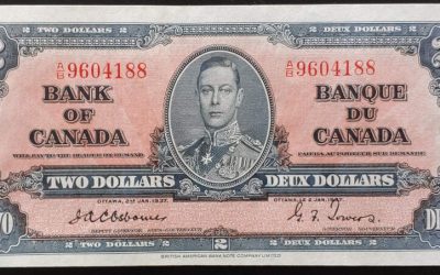 Canada #BC-22a Choice Unc prefix A/B 1937 George VI $2