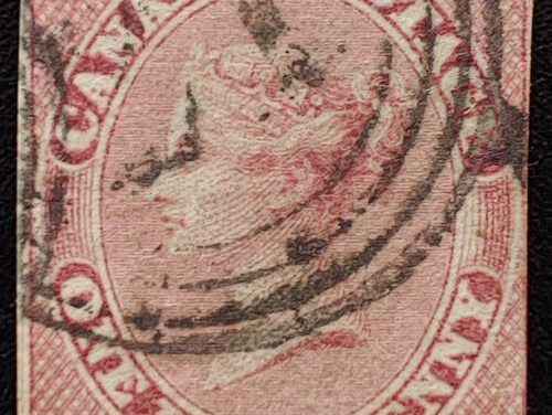 Canada #8i Fine 4-ring Montreal numeral 21 Used 1857 1/2d
