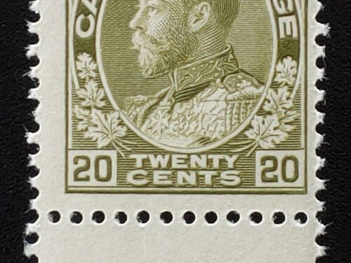 Canada #119LW Fine Never Hinged 1925 20c Type D Lathework