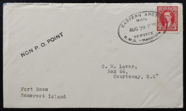 R.M.S. Nascopie #233 29 Aug 1933 3c Non P.O. Point Cover to B.C.