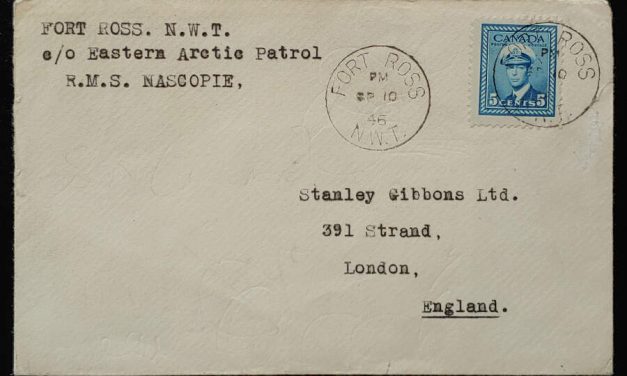 RMS Nascopie #255 10 Sep 1946 5c Fort Ross, NWT Cover to UK