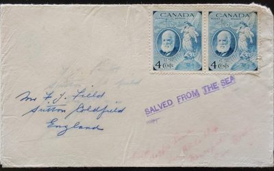 R.M.S. Nascopie #274 1947 8c Wreck Cover Salved From the Sea