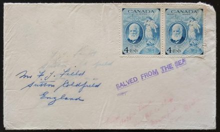 R.M.S. Nascopie #274 1947 8c Wreck Cover Salved From the Sea