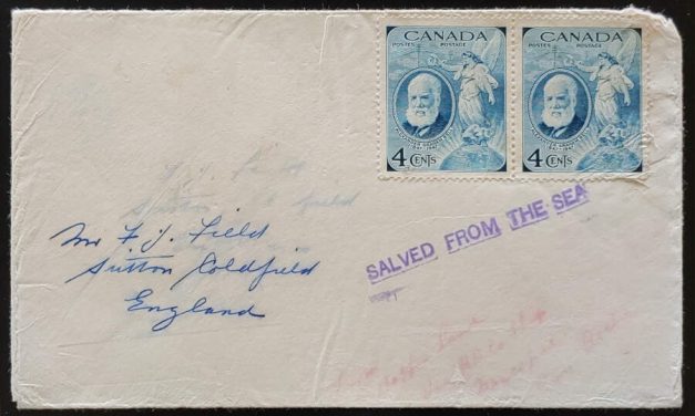R.M.S. Nascopie #274 1947 8c Wreck Cover Salved From the Sea