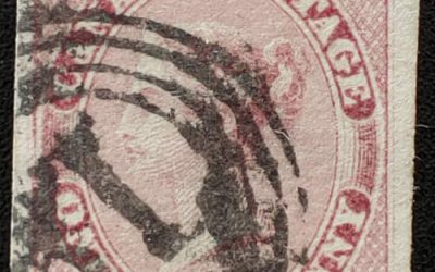 Canada #8 VF 4-ring Numeral 19 Used 1855 1/2d Rose