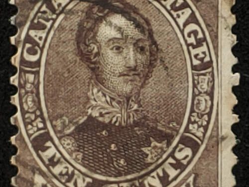 Canada #16 VG Used 1859 10c Black Brown, stained,1964 BPA Cert.